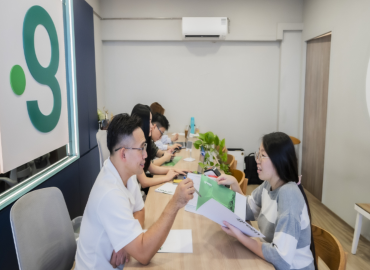 Green Employment consultant guiding clients on maid services