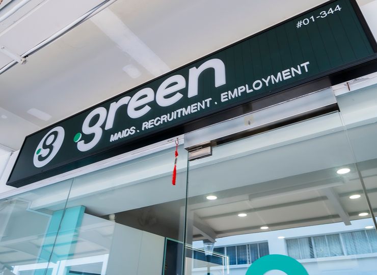 Green Employment maid agency office sign in Singapore